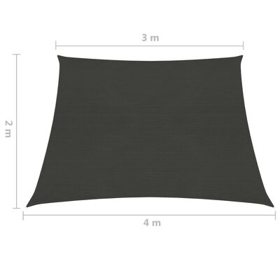 vidaXL Voile d'ombrage 160 g/m² Anthracite 3/4x2 m PEHD