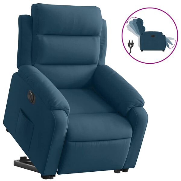 vidaXL Fauteuil inclinable &eacute;lectrique bleu velours