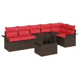 vidaXL Ensemble de canap&eacute; de jardin 7 pcs Marron Poly rotin