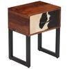 vidaXL Table de chevet Bois de Sesham et cuir v&eacute;ritable 40x30x50 cm