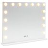 vidaXL Miroir de Coiffure LED Blanc 58 x 10 x 47 cm Verre et acier