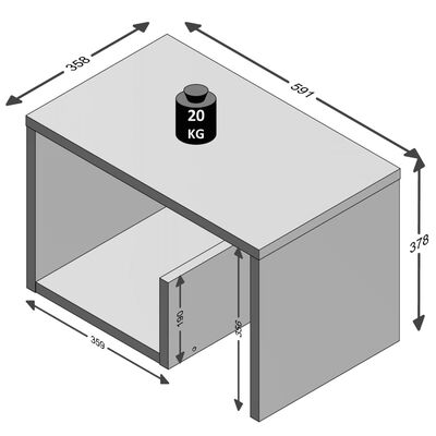 FMD Table basse 2-en-1 59,1x35,8x37,8 cm Blanc