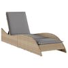 vidaXL Chaise longue avec coussin beige 60x205x73 cm r&eacute;sine tress&eacute;e