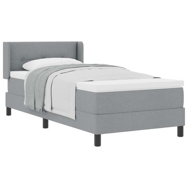 vidaXL Lit &agrave; ressorts avec matelas Gris clair 200 x 100 cm Polyester