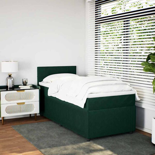vidaXL Sommier &agrave; lattes de lit avec matelas Vert fonc&eacute; 100x200 cm