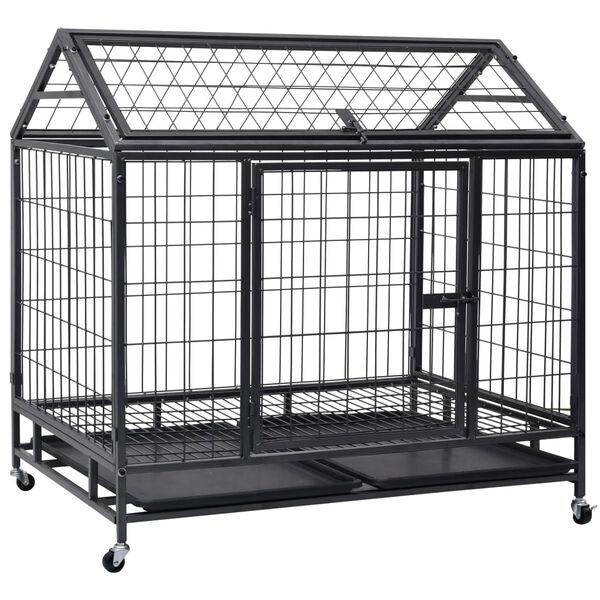 vidaXL Cage robuste avec roues pour chiens Acier 98x73x99 cm