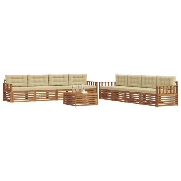 vidaXL Ensemble de canap&eacute;s d'ext&eacute;rieur 9 pcs Naturel et Beige