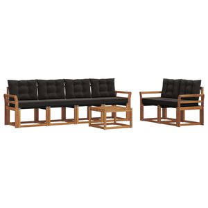 vidaXL Ensemble de canap&eacute;s d'ext&eacute;rieur 7 pcs Naturel et Noir