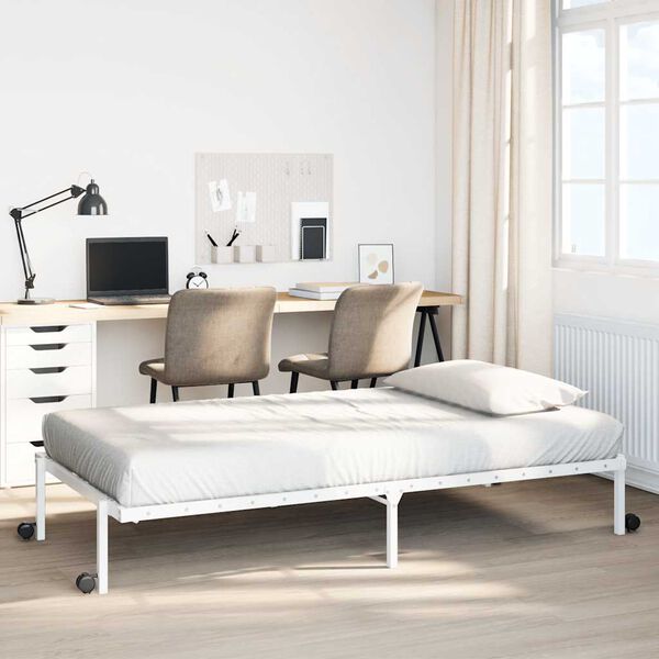 vidaXL Cadre de lit sans matelas pliable blanc 100x200 cm acier
