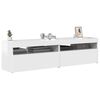 vidaXL Meubles TV 2 pcs avec lumi&egrave;res LED Blanc brillant 75x35x40 cm
