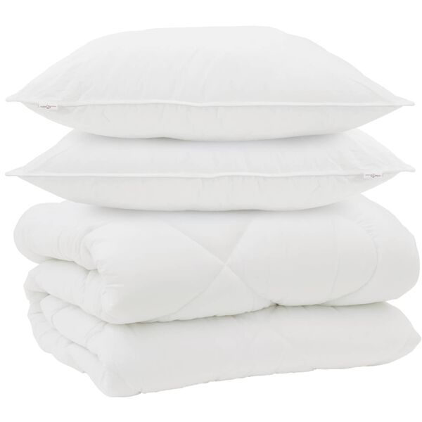 vidaXL Duvet d'hiver avec oreiller 3 pcs Blanc Microfibre