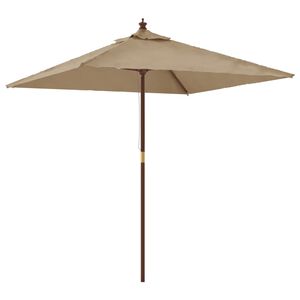 vidaXL Parasol de jardin avec m&acirc;t en bois taupe 198x198x231 cm
