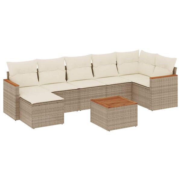 vidaXL Salon de jardin avec coussins 8 pcs beige r&eacute;sine tress&eacute;e