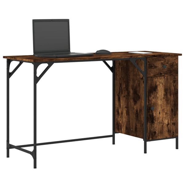 vidaXL Bureau d'ordinateur chêne fumé 131x48x75 cm bois d’ingénierie