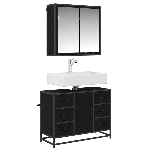 vidaXL Ensemble de mobilier de salle de bain 2 pcs Ch&ecirc;ne noir