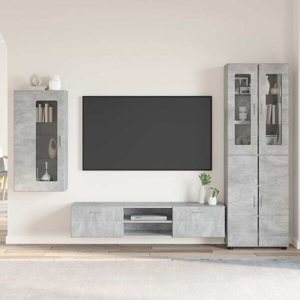 vidaXL Ensemble meuble TV FLORIN Gris b&eacute;ton Bois d'ing&eacute;nierie