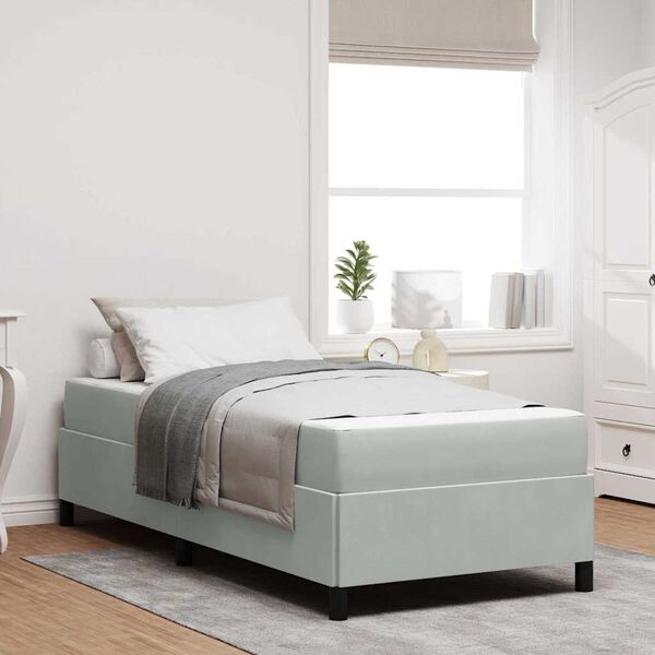 vidaXL Cadre de lit avec matelas Gris clair 100 x 200 cm tissu