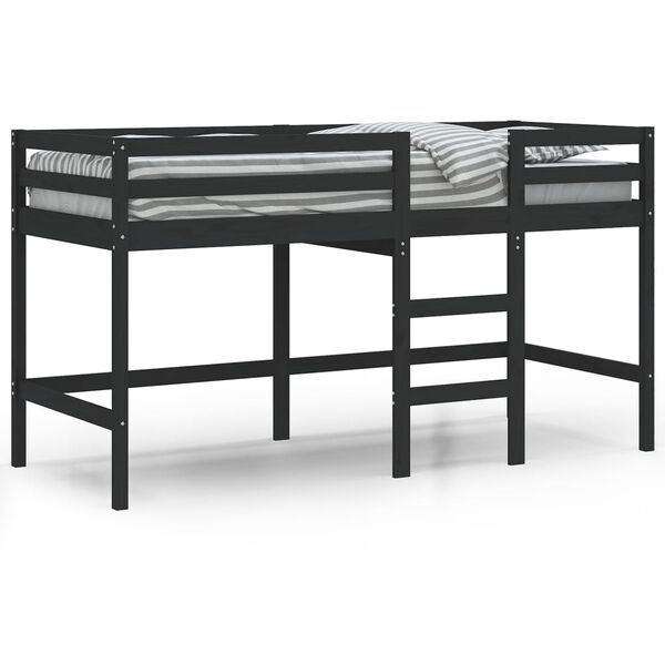 vidaXL Lit mezzanine d'enfants sans matelas avec &eacute;chelle noir 80x200cm