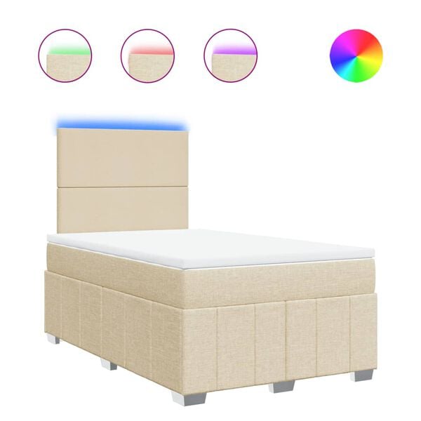 vidaXL Sommier &agrave; lattes de lit avec matelas Cr&egrave;me 120x200 cm Tissu
