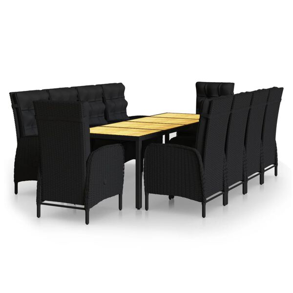 vidaXL Ensemble &agrave; d&icirc;ner de jardin 11 pcs R&eacute;sine tress&eacute;e Noir