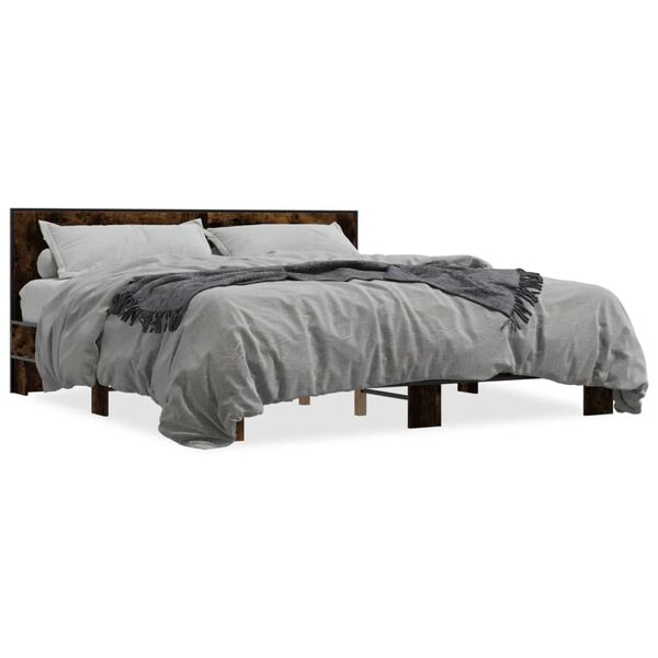 vidaXL Cadre de lit sans matelas chêne fumé 200x200 cm