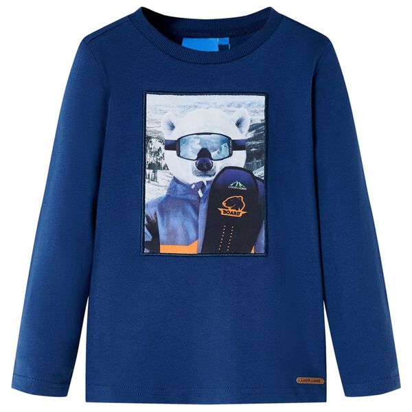 T-shirt pour enfants &agrave; manches longues bleu jean 116