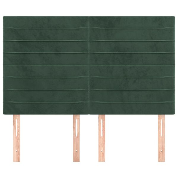 vidaXL T&ecirc;te de lit Vert fonc&eacute; 144 x 5 x 118/128 cm Velours