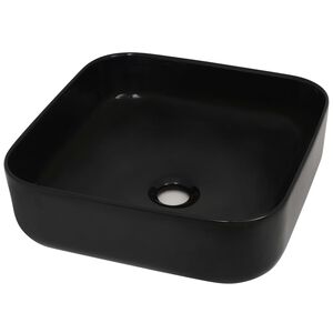 vidaXL Lavabo carr&eacute; C&eacute;ramique Noir 38 x 38 x 13,5 cm