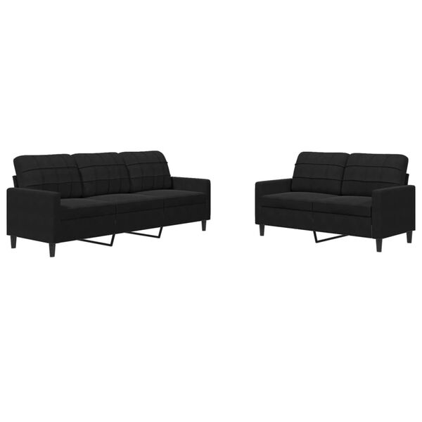 vidaXL Ensemble de canap&eacute;s 2 pcs avec coussins Noir Velours