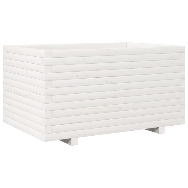 vidaXL Jardini&egrave;re blanc 90x60x49,5 cm bois de pin massif