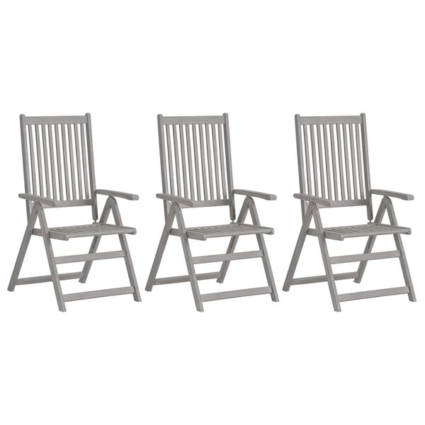 vidaXL Chaises inclinables de jardin lot de 3 Gris Bois solide acacia