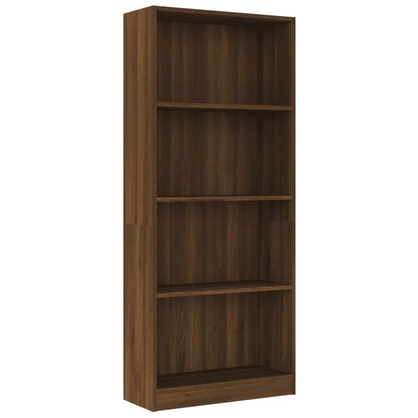 vidaXL Biblioth&egrave;que 4 niveaux Ch&ecirc;ne marron 60x24x142cm Bois ing&eacute;nierie