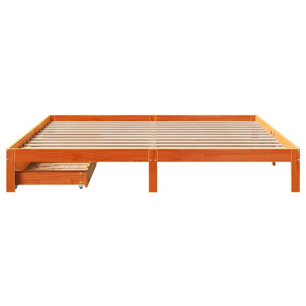 vidaXL Cadre de lit avec tiroirs sans matelas cire marron 180x200 cm