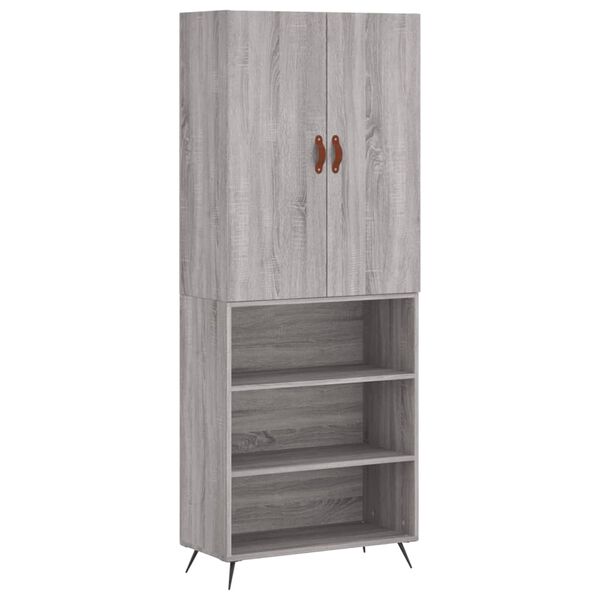 vidaXL Buffet haut Sonoma gris 69,5x34x180 cm Bois d'ingénierie