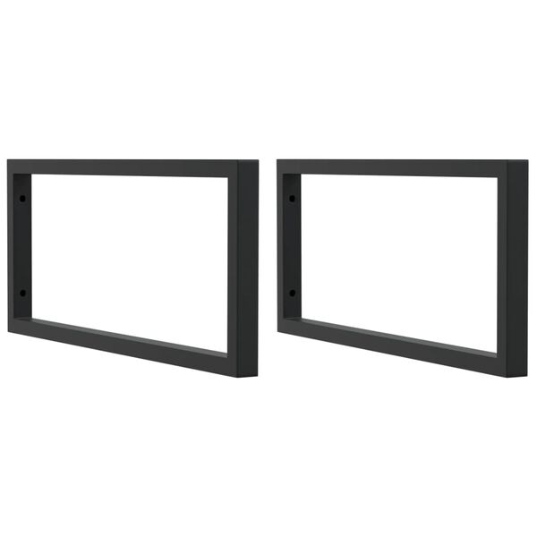 vidaXL Supports d'&eacute;tag&egrave;res pour lavabo 2 pcs noir rectangulaire acier
