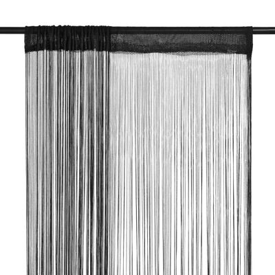 vidaXL Rideau en fils 2 pcs 100 x 250 cm Noir