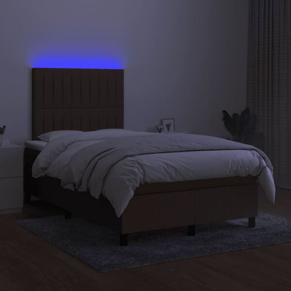 vidaXL Sommier &agrave; lattes de lit matelas et LED marron fonc&eacute; 120x190 cm
