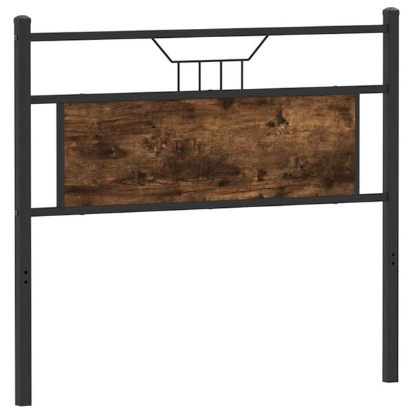 vidaXL T&ecirc;te de lit de remplacement ch&ecirc;ne fum&eacute; 100 cm bois d'ing&eacute;nierie et acier