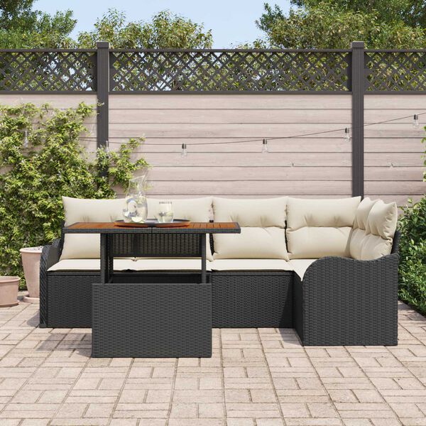 vidaXL Ensemble de canap&eacute; de jardin 6 pcs Noir Poly rotin