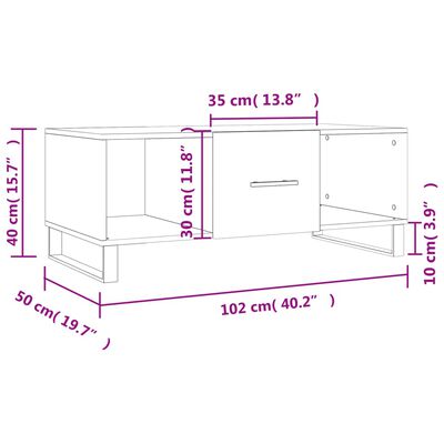 vidaXL Table basse chêne sonoma 102x50x40 cm bois d'ingénierie