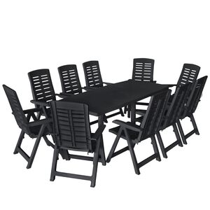 vidaXL Ensemble &agrave; manger d'ext&eacute;rieur 11 pcs Plastique Anthracite