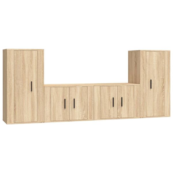 vidaXL Ensemble de meubles TV 4 pcs Ch&ecirc;ne sonoma Bois d'ing&eacute;nierie