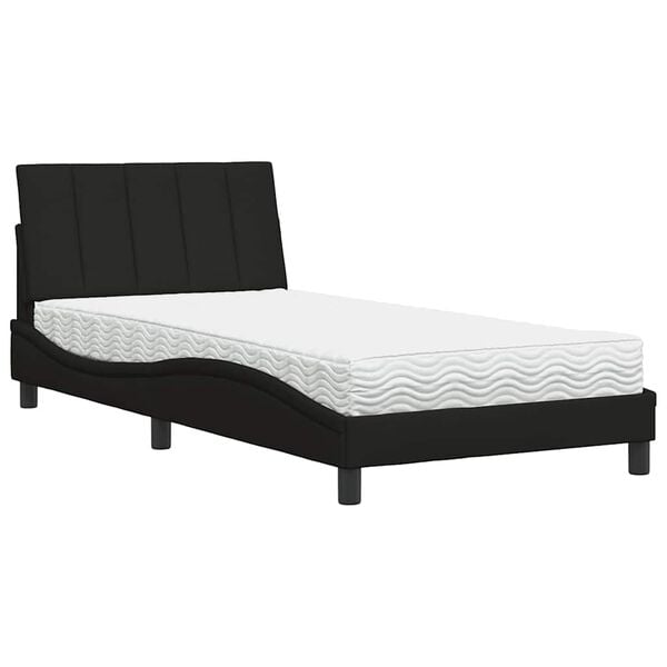 vidaXL Lit avec matelas Hanko noir 100x200 cm tissu