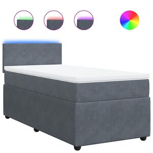 vidaXL Sommier &agrave; lattes de lit et matelas Gris fonc&eacute; 80x200 cm Velours