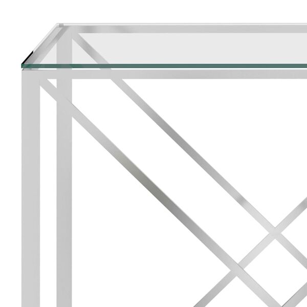 vidaXL Table d'appoint Argenté 140x40x78 cm Acier inoxydable et verre