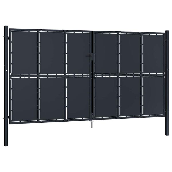 vidaXL Portail de jardin en acier 400 x 175 cm anthracite