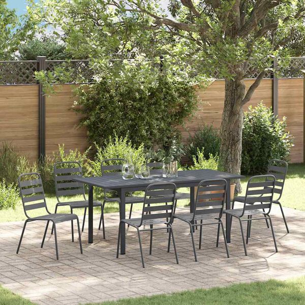 vidaXL Ensemble de salle &agrave; manger pour jardin 9 pcs Anthracite