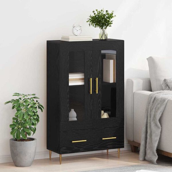 vidaXL Haut Armoire avec tiroir Ch&ecirc;ne noir 69,5 x 31 x 115 cm