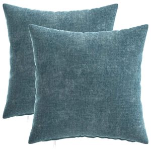 vidaXL Housse de coussin 2 pc HEERLEN Bleu 35 x 35 cm Tissu Chenille