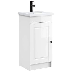 vidaXL Meuble de salle de bain avec &eacute;vier Blanc brillant